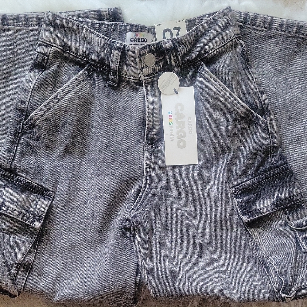 Cargo Stonewashed Gray Jeans